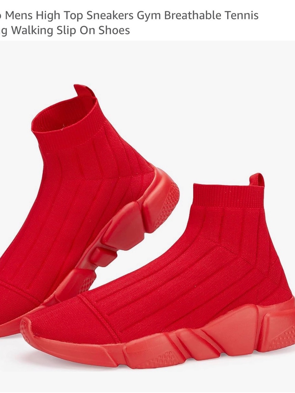 Red Knit Sock Sneakers for Women - Slip-On High Top